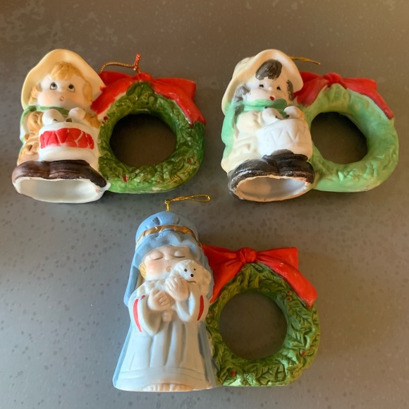 Vintage, Jasco CHRISTMAS Porcelain holiday bell napkin ring holders, ornament. - Picture 8 of 15
